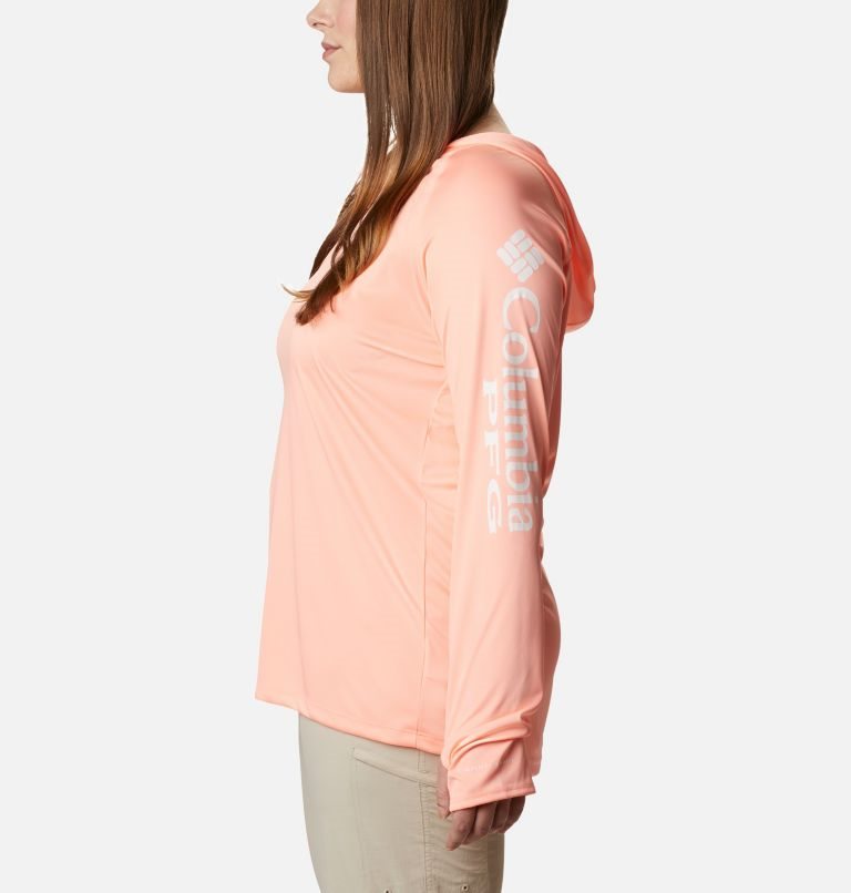 Women's Columbia PFG Tidal Tee Hoodie Pink | Plus Size CA-ELA63